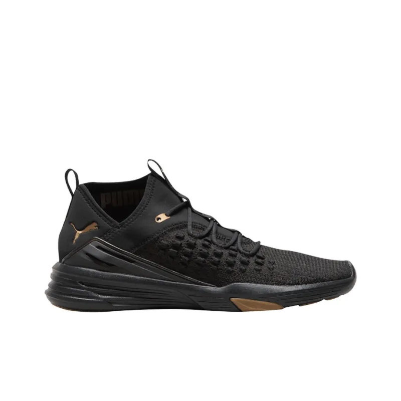 PUMA Fuse Mantra Fit Desert Cushioning Anti Slip And Wear Resistant Coverage Mid Top Running Shoes Men's Black Gold-1