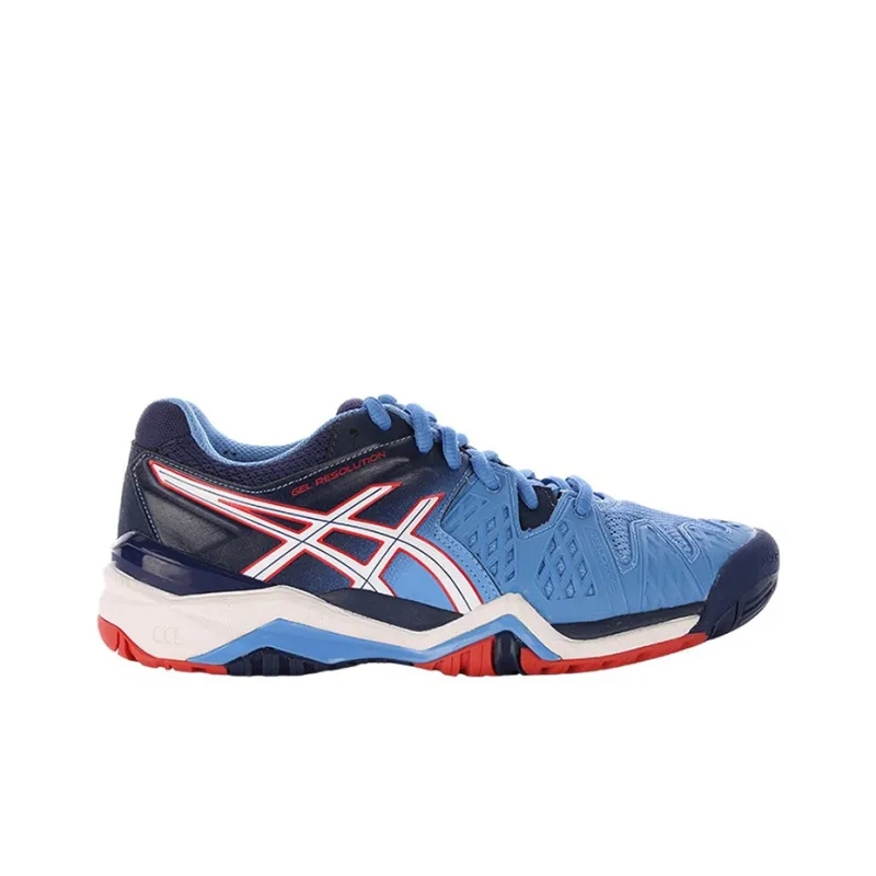 Asics Gel Resolution 6 Abrasion Resistant Low Top Running Shoes Women's Blue Red-1