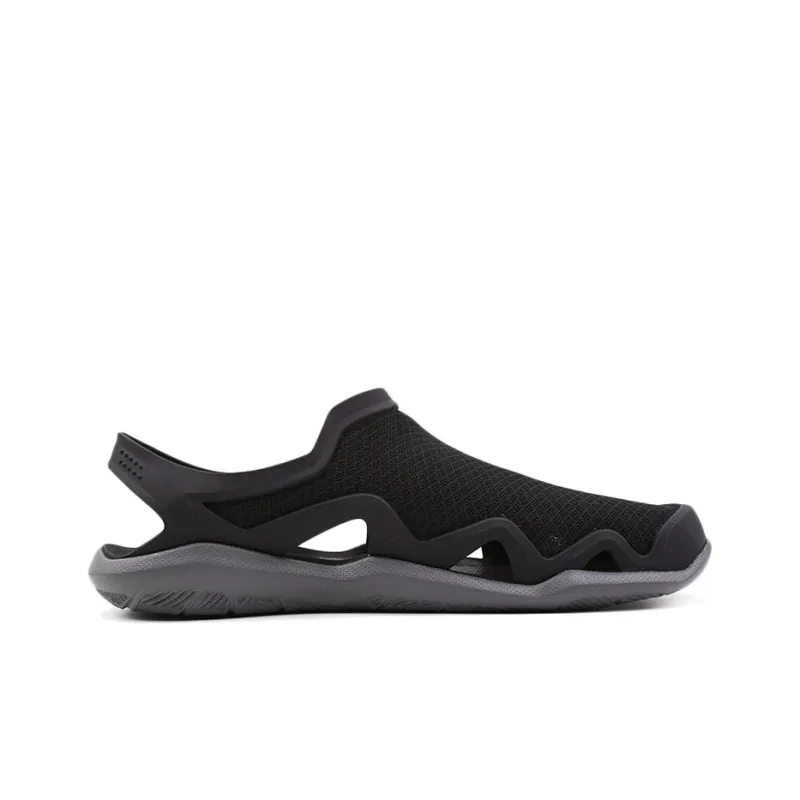 Crocs Swiftwater Wave Sandal Flats 'Black Grey'-1