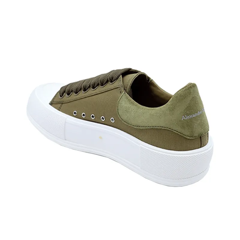 Alexander McQueen Deck Skate Plimsoll Lace Up 'Khaki Green'-3