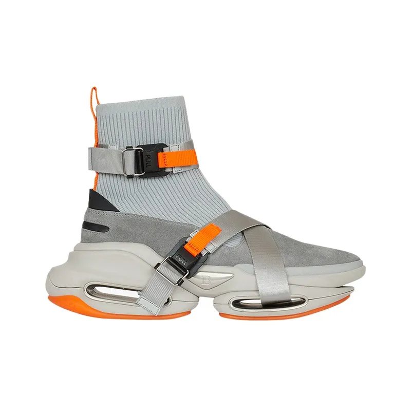 BALMAIN B Bold High Top Chunky Sneakers Men's Gray-1