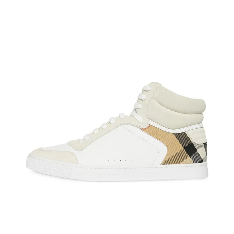 Burberry House Check High Top Sneakers White Archive Beige-0