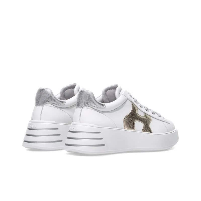 HOGAN Rebel Wear-Resistant Low-Top Casual Shoes Women's Silver Gold-3