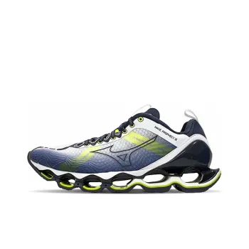 Mizuno Wave X 10 Shock Absorption Non Slip Wear resistant Low Tops White Green 'Black Yellow Blue'