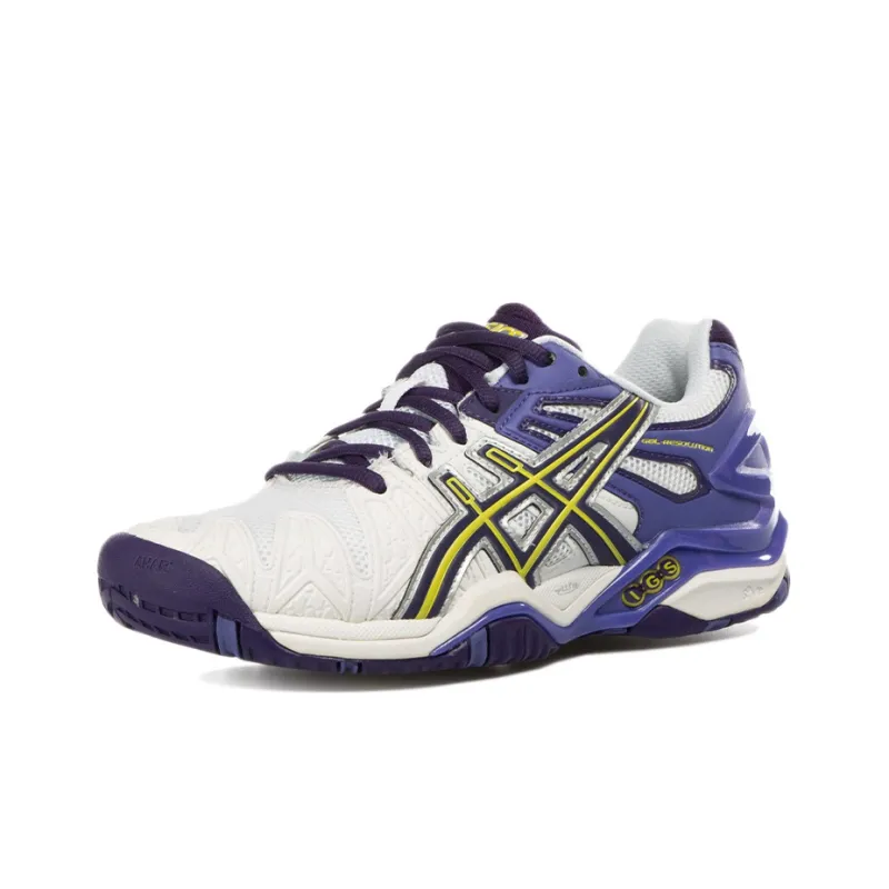 Asics Gel-Resolution 5 Wear-Resistant Low-Top Tennis Shoes Women's White Purple-2