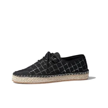CHANEL Espadrilles Women's Low-Top Black/Silver