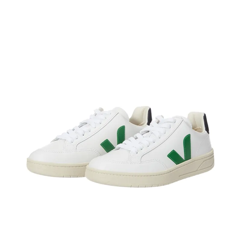 VEJA V-12 Low-Top Stylish Skateboarding Shoes Unisex White Green-1