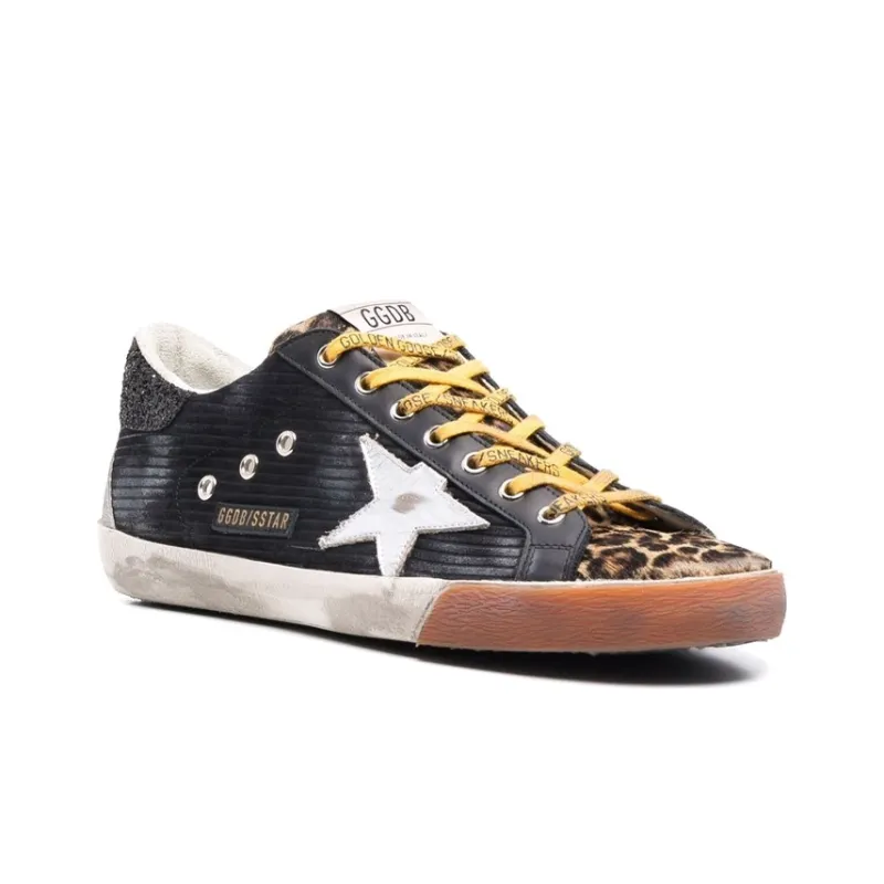 Golden Goose Super Star Corduroy Black Beige Silver Ice-2