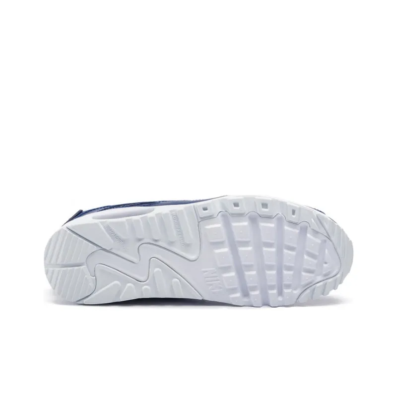 Nike Air Max 90 Wear-Resistant Slip-Resistant Cushioning Low-Top Running Shoes GS Blue White-3