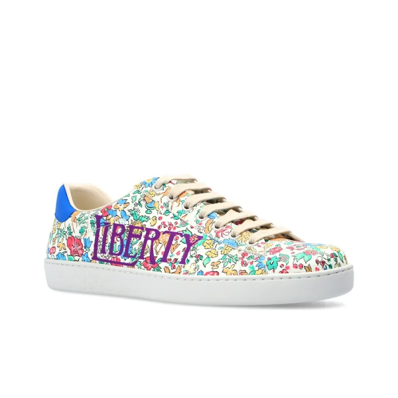 Liberty Of London x GUCCI ACE Stylish Skateboarding Shoes Women's Multicolor-2