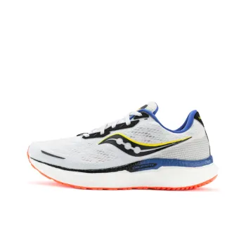 Saucony Triumph 19 Cushioning Anti Slip And Wear Resistant Support Low Top Sprint Running Shoes Men's White Blue Red