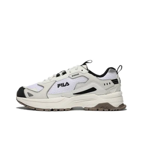 FILA Cushioning Anti-Slip And Wear-Resistant Low-Top Casual Running Shoes Unisex White Black Coffee Korean Style