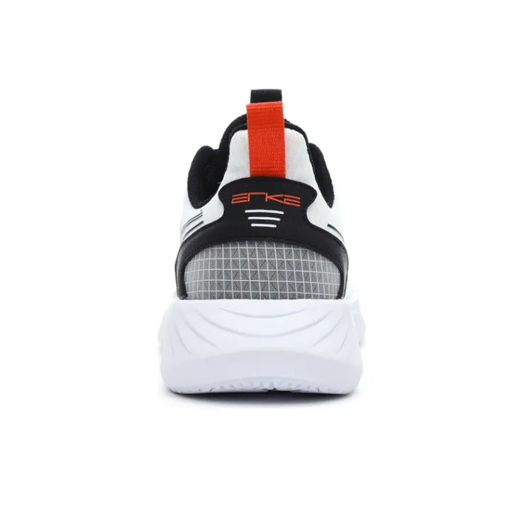 Erke Abrasion Resistant Breathable Low Top Running Shoes Men's White Black-3