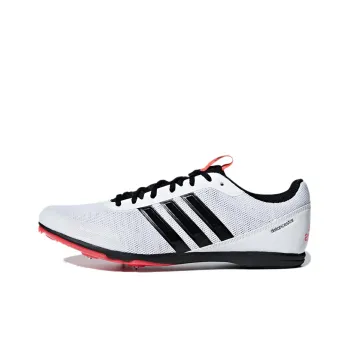 Adidas Distancestar Spikes Cushioned Wear Resistant Coverage Low Top Running Shoes Men's White Black
