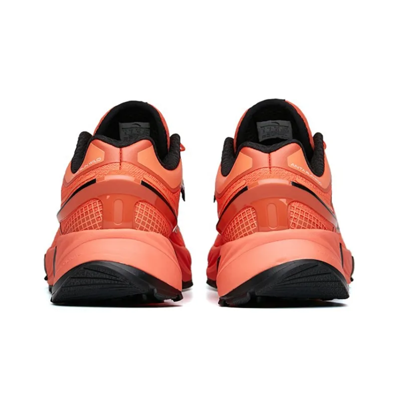 Anta Cushioning Anti-Slip Wear-Resistant Breathable Height Increasing Low-Top Running Shoes Men's Orange Black-3