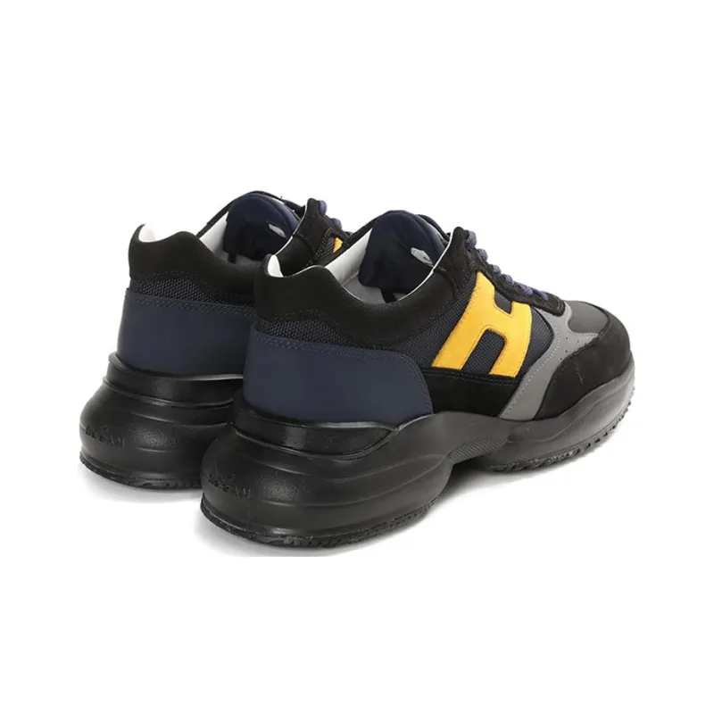 HOGAN Interaction Wear-Resistant Low-Top Casual Shoes Men's Black Gray Yellow-3