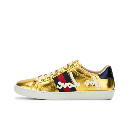 GUCCI Women's Ace Metallic 'For Love - Gold'