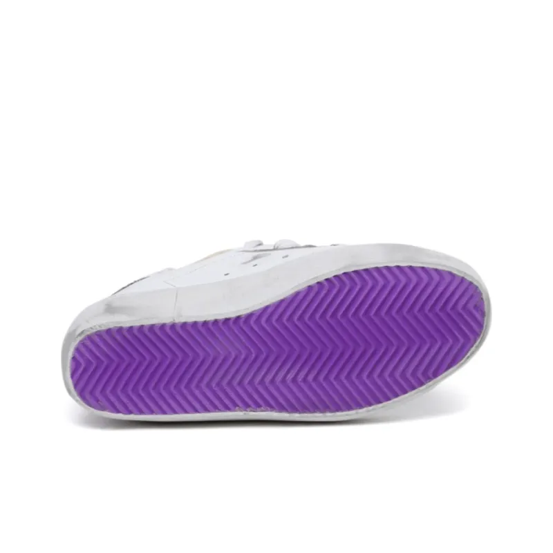 Golden Goose Super Star Brand Low Top Skateboard Shoes Women's Purple Sequins Tail-4