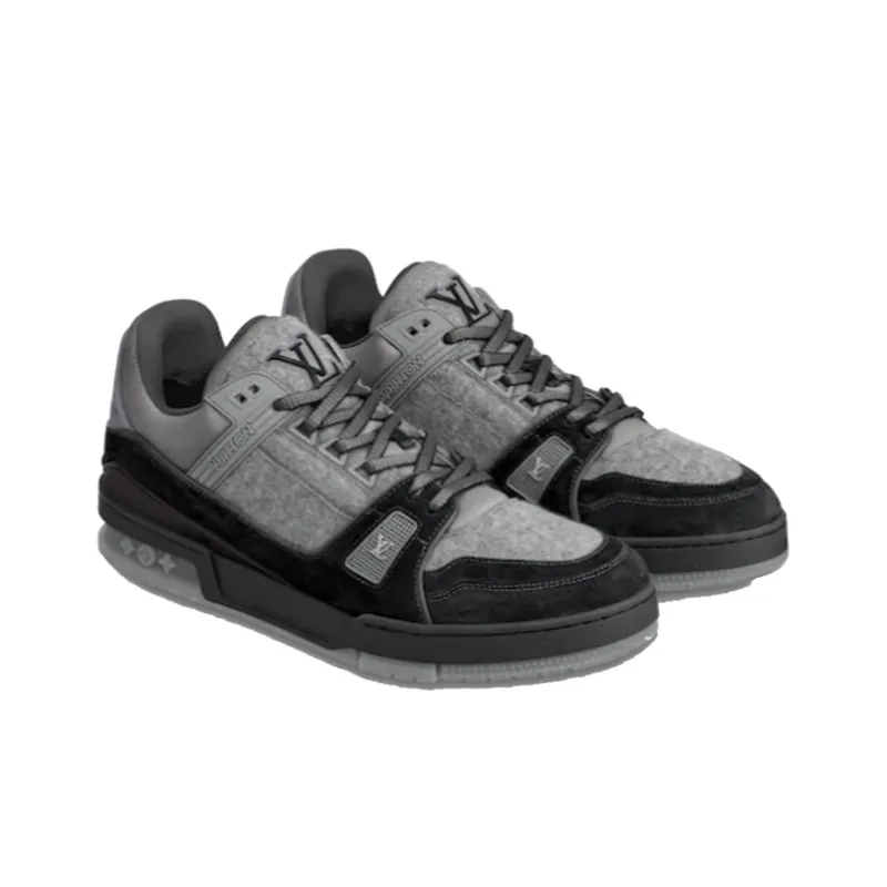 LOUIS VUITTON Trainer Grey Flannel Black - POIZON