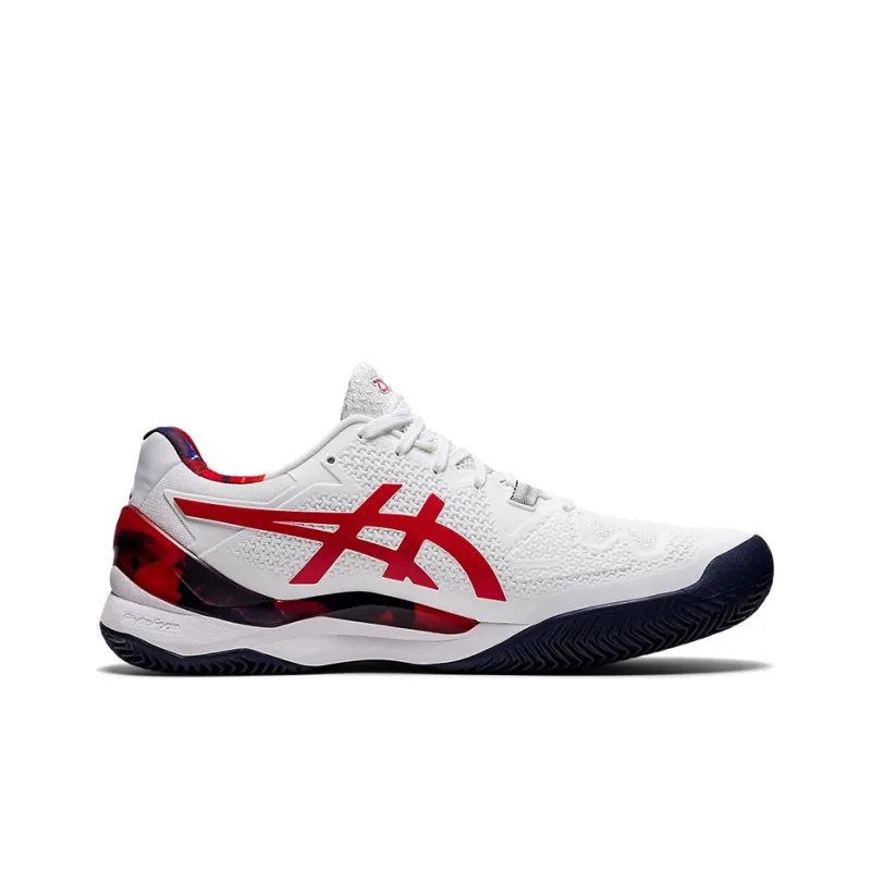 Asics Gel-Resolution 8 Clay L.E. Cushioning Anti-Slip And Wear-Resistant Low-Top Running Shoes Men's White Red-1