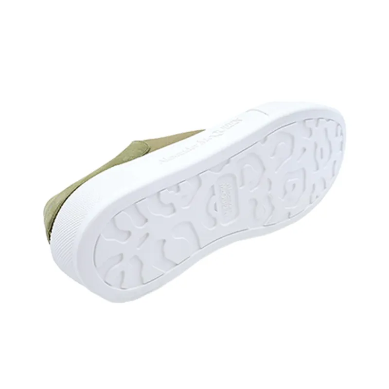 Alexander McQueen Deck Skate Plimsoll Lace Up 'Khaki Green'-4