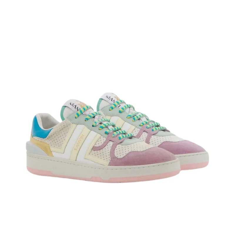 Lanvin Clay Low Top Stylish Skateboarding Shoes Women's White Yellow Valentine's Day Limited Edition-2