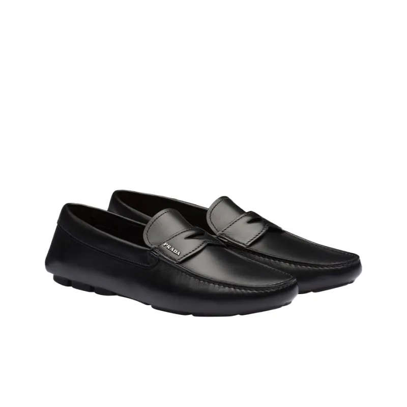 PRADA Leather Slip-on Loafers-2
