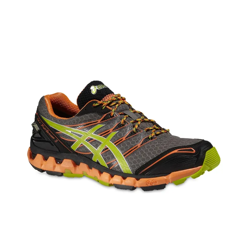 Asics Gel-Fuji Sensor 3 Wear-Resistant Low-Top Running Shoes Men's Black Green-1