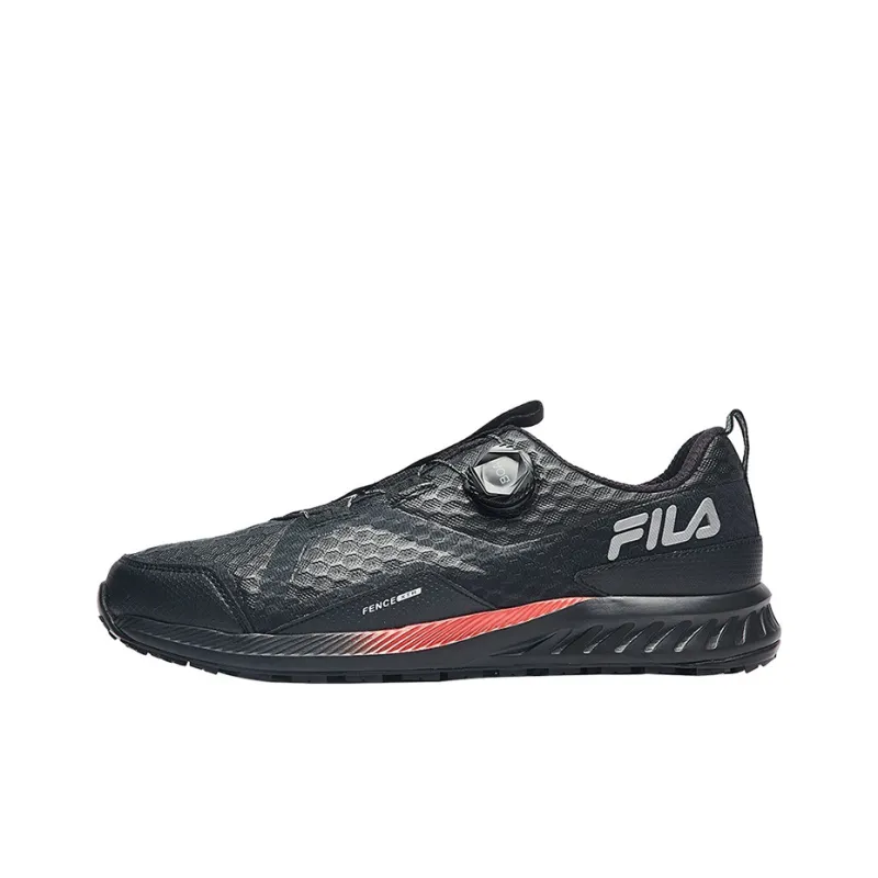 FILA Fence Cushioning Anti-Slip Wear-Resistant Breathability Low-Top Outdoor Shoes Men's Black Red-0