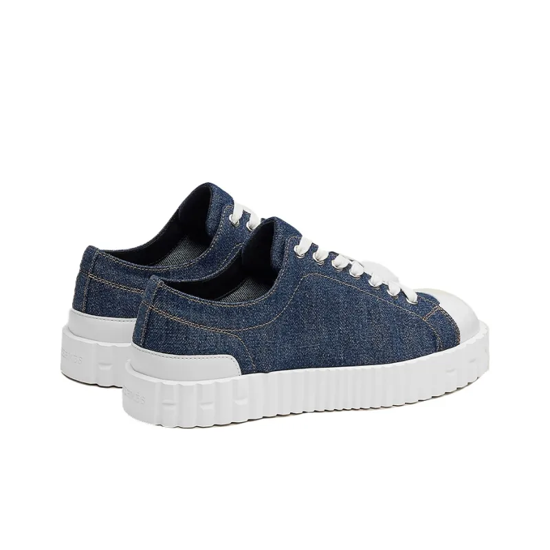 HERMES Low Top Stylish Skateboarding Shoes Women's Blue White-3