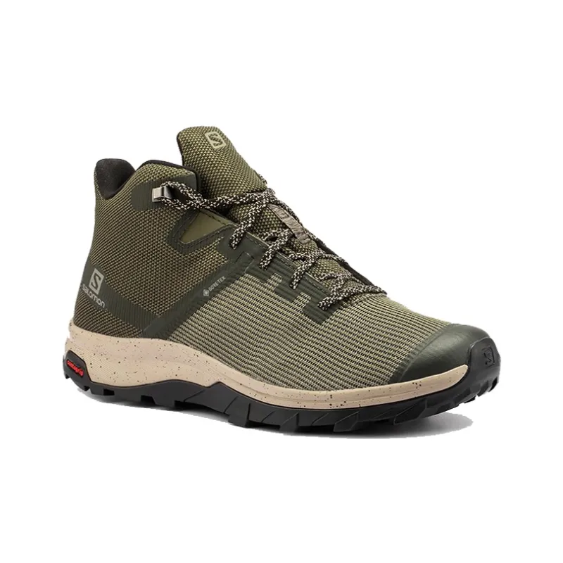 SALOMON Cushioning Anti-Slip And Wear-Resistant Mid-Top Running Shoes Men's Dark Olive Green-1