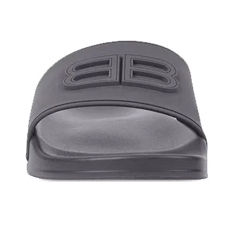 Balenciaga Pool Slides 3D Bb Logo Dark Grey-2