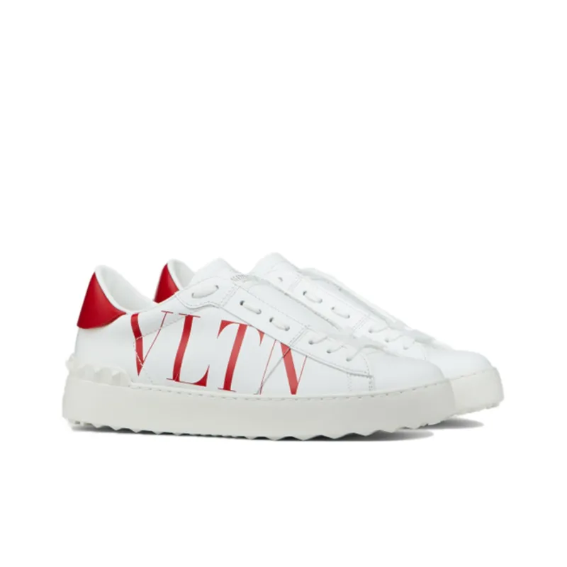 Valentino Open VLTN Low Top Skateboard Shoes Women's White Red-2