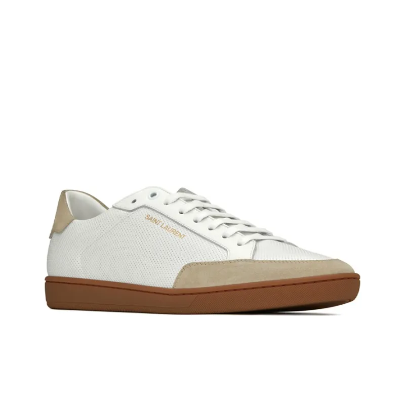 SAINT LAURENT SL10 Court Leather White Grey-2
