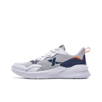XTEP Cushioned Slip Resistant Abrasion Resistant Breathable Low Top Running Shoes Men's White Blue