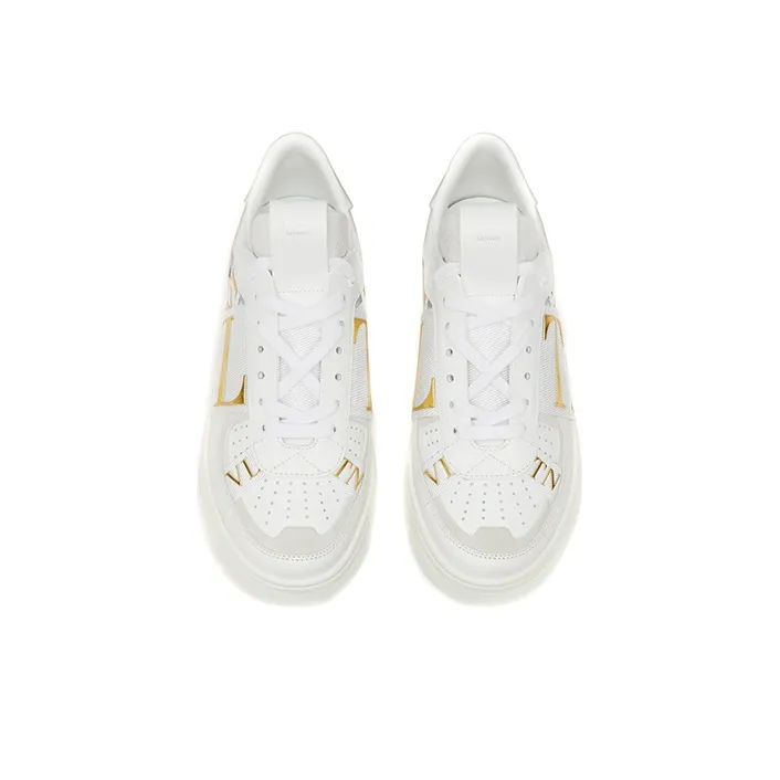 Valentino VL7N Low Top Stylish Skateboarding Shoes Women's White Gold-3