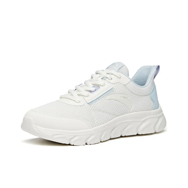 Anta Running Collection Breathable Lightweight Wear Resistant Slip Resistant Low Top Running Shoes Women's White Blue-2