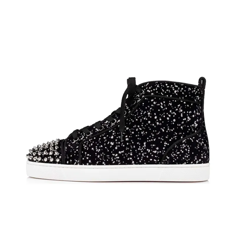 CL LUBOTING Lou Spikes Orlato Stylish Skateboarding Shoes Men's Black White-0