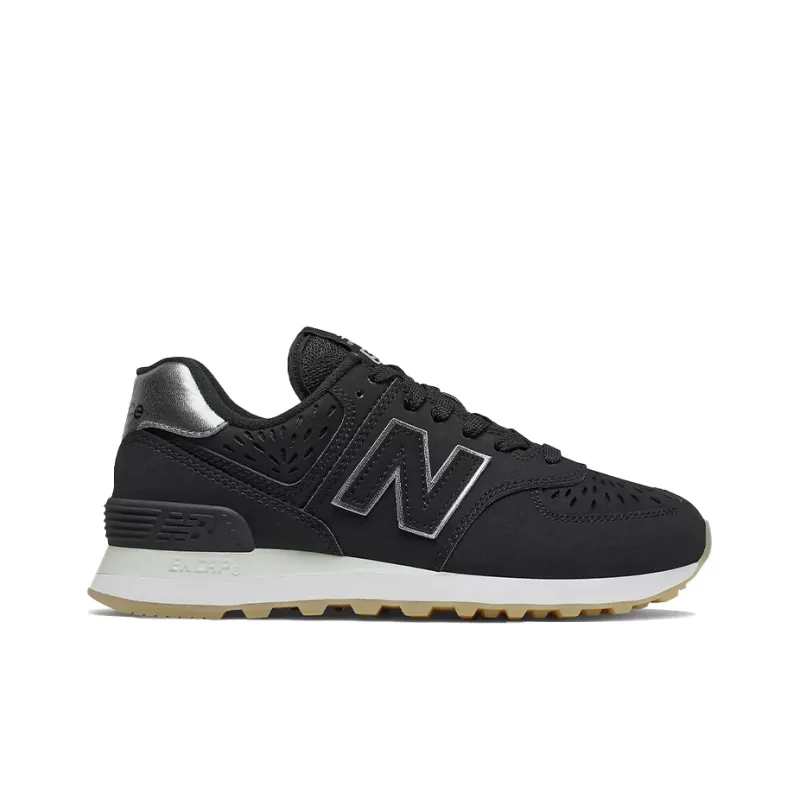 New Balance 574 Black Dark Silver Metallic Women's-1