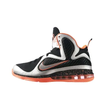 Nike Lebron 9 Mango Cushioned Slip Resistant High Top Basketball Shoes Men's Black Silver