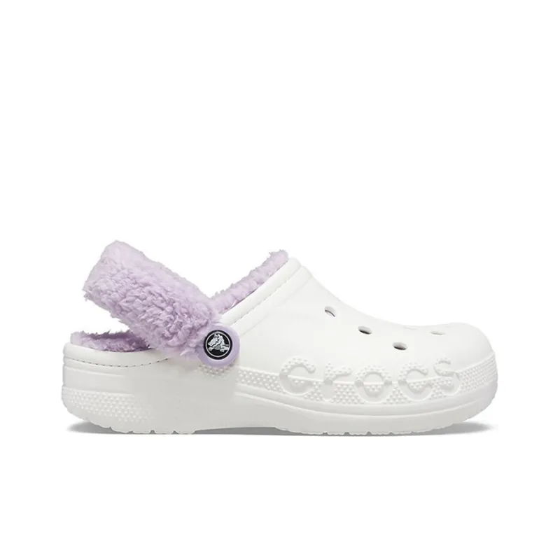Crocs Classic Baya Lined Fuzz Strap Clog 'White Lila'-1