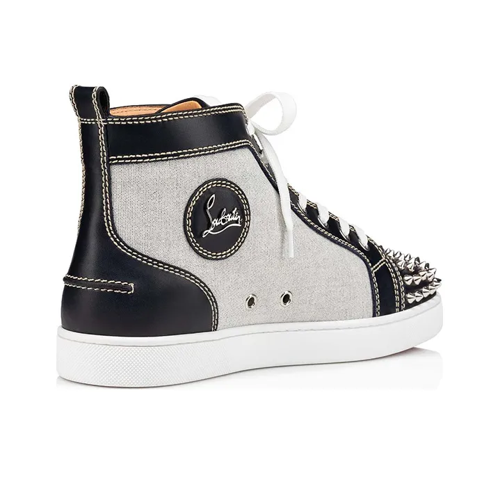 CL Lou Spikes Orlato High Top Skateboard Shoes Men's Gray Black-2