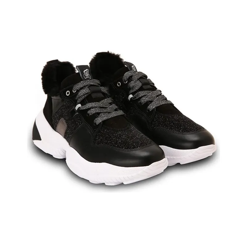 HOGAN Interaction Cushioning, Slip Resistant, And Abrasion Resistant Low Top Casual Shoes Women's Black-1