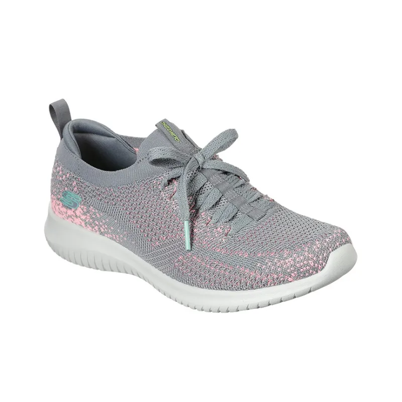 Skechers Ultra Flex 1.0 Twilight Twinkle Wear-Resistant Low-Top Casual Shoes Women's Gray Pink-2