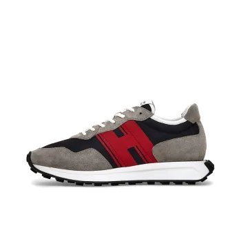 HOGAN H601 Abrasion Resistant Low Top Casual Shoes Men's Gray Black Red