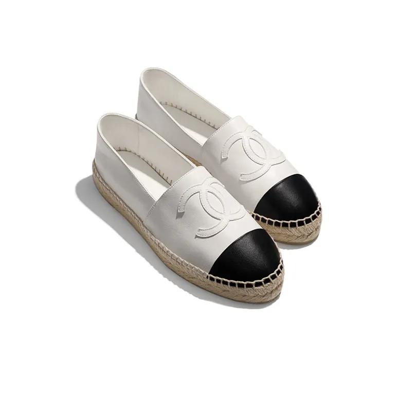 CHANEL Espadrilles Women's White Black-3