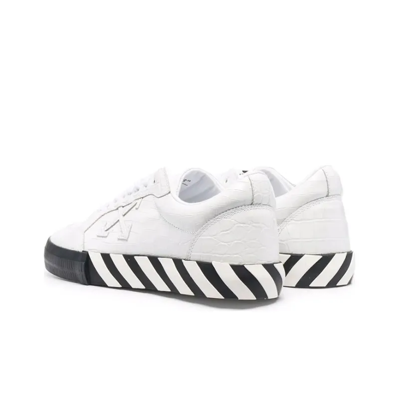 OFF WHITE Vulc Low Croco Leather White Black-4