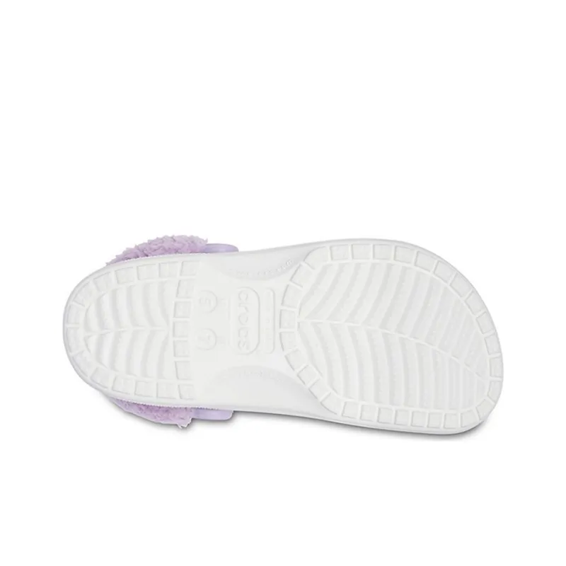 Crocs Classic Baya Lined Fuzz Strap Clog 'White Lila'-4