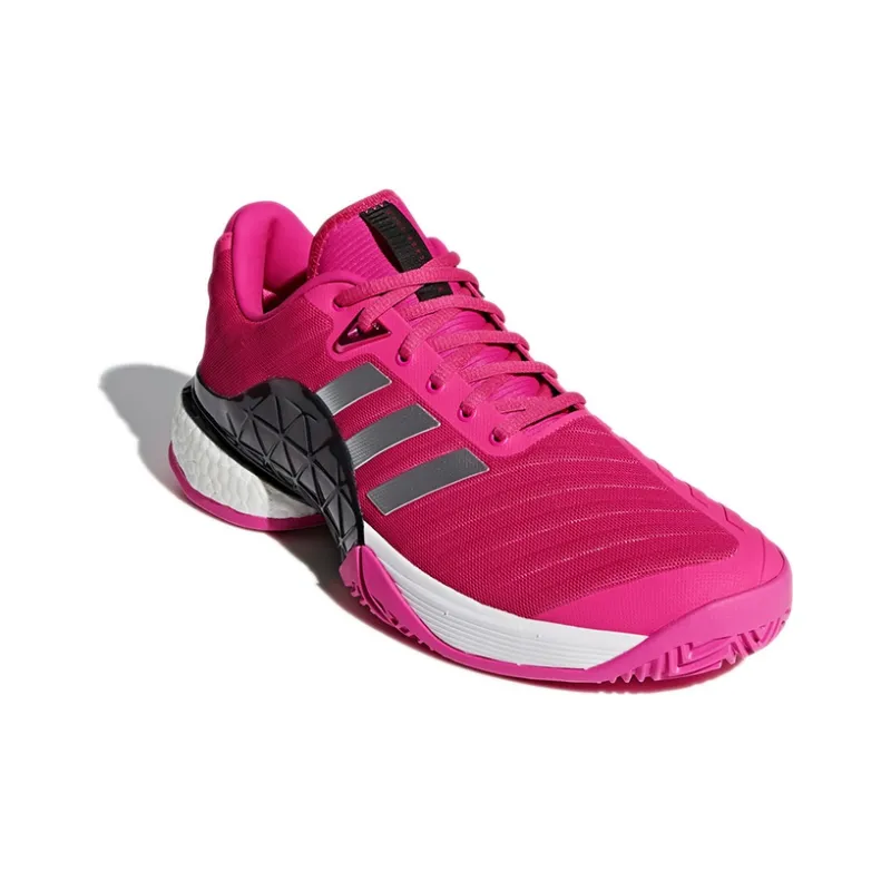 Adidas Barricade 2018 Boost Wear Resistant Low Top Tennis Shoes Men's Fuchsia-2