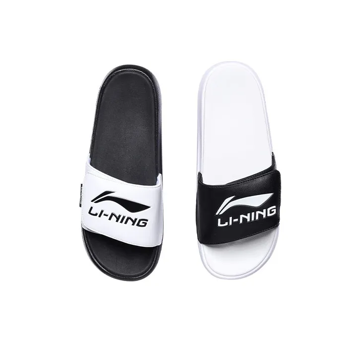 LiNing Rubber Sole Slide Slippers Men's White Black-3